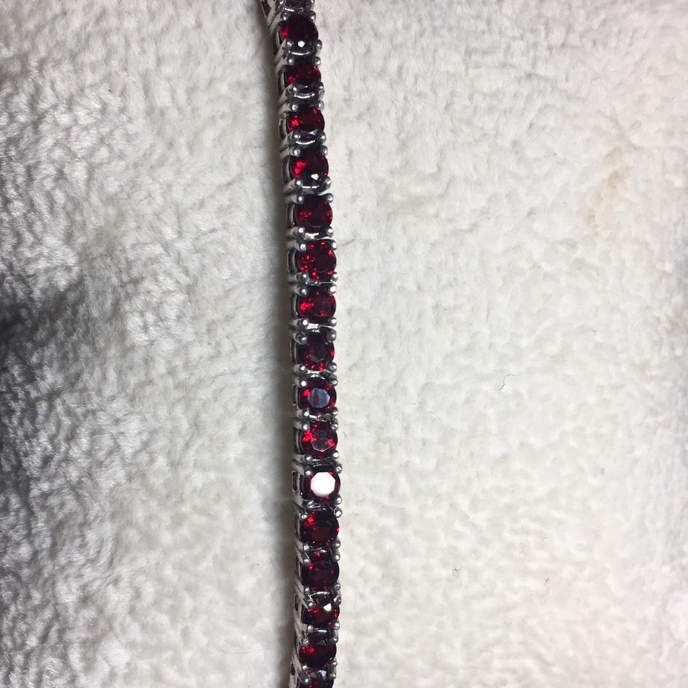 NEW Sterling Silver Garnet Bracelet-Never Worn - Picture 3 of 8